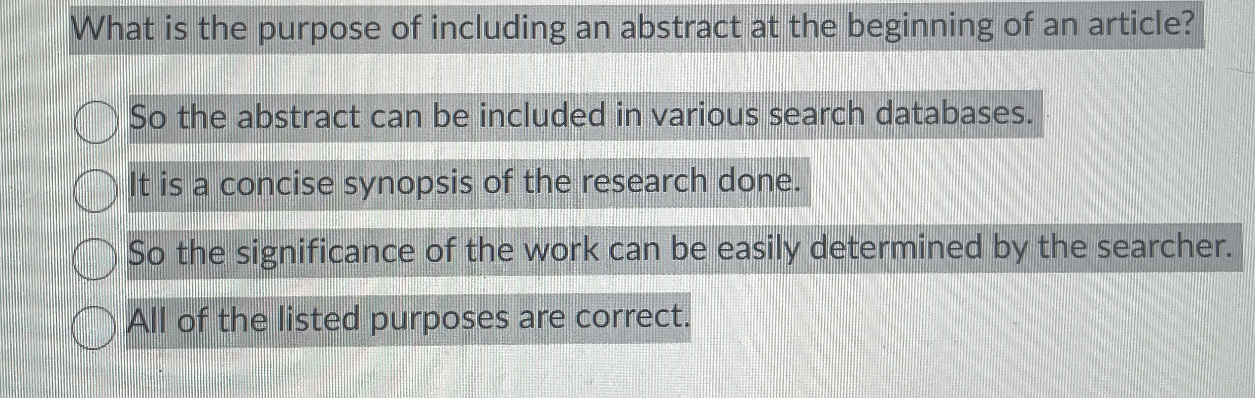 What is the purpose of including an abstract at