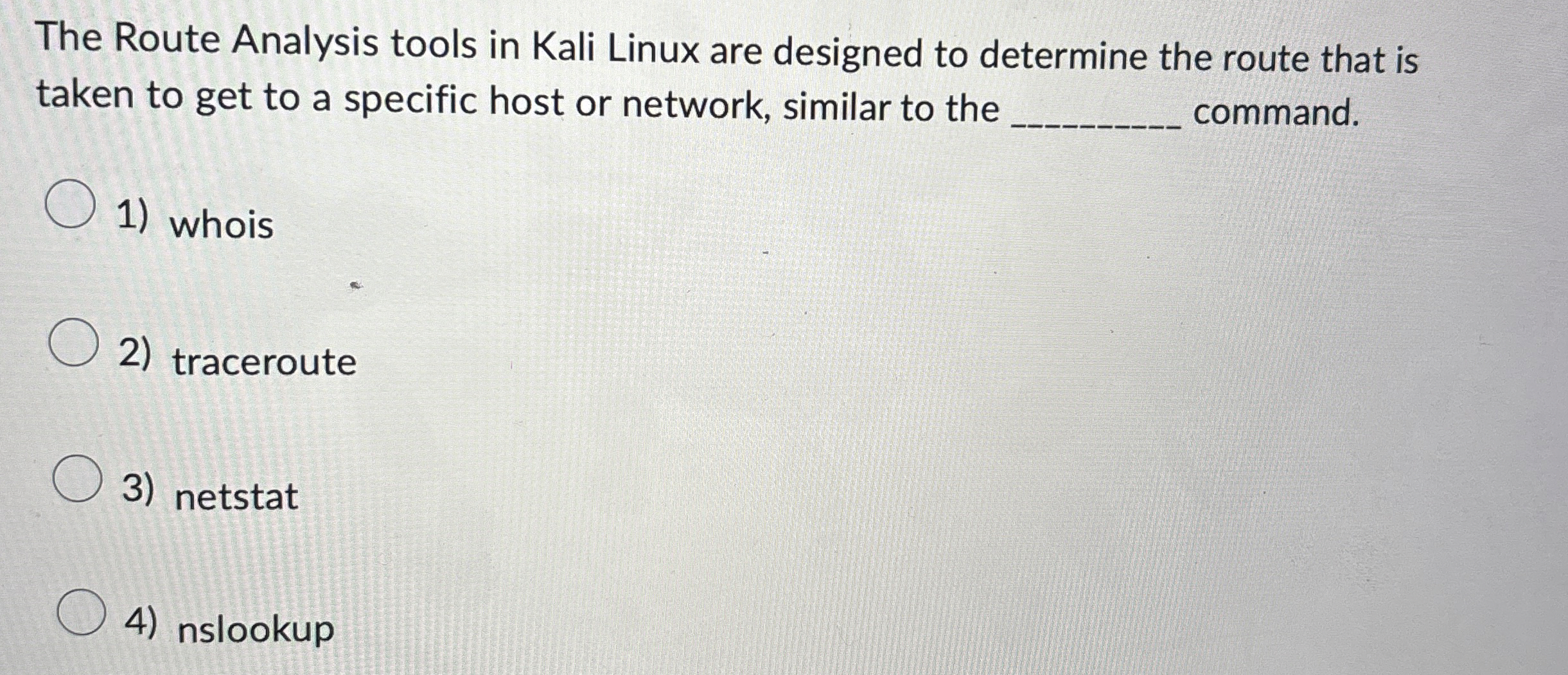 The Route Analysis tools in Kali Linux are