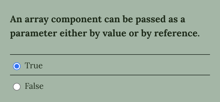 An array component can be passed as a parameter