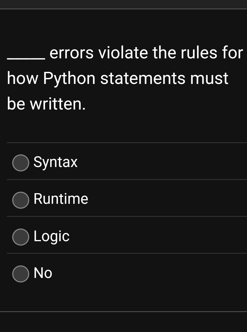 errors violate the rules for how Python