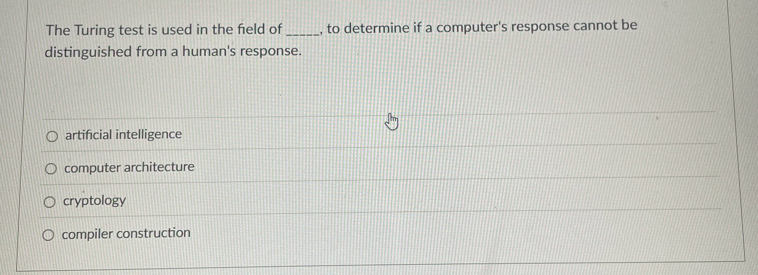 What does this mean The Turing test is used in