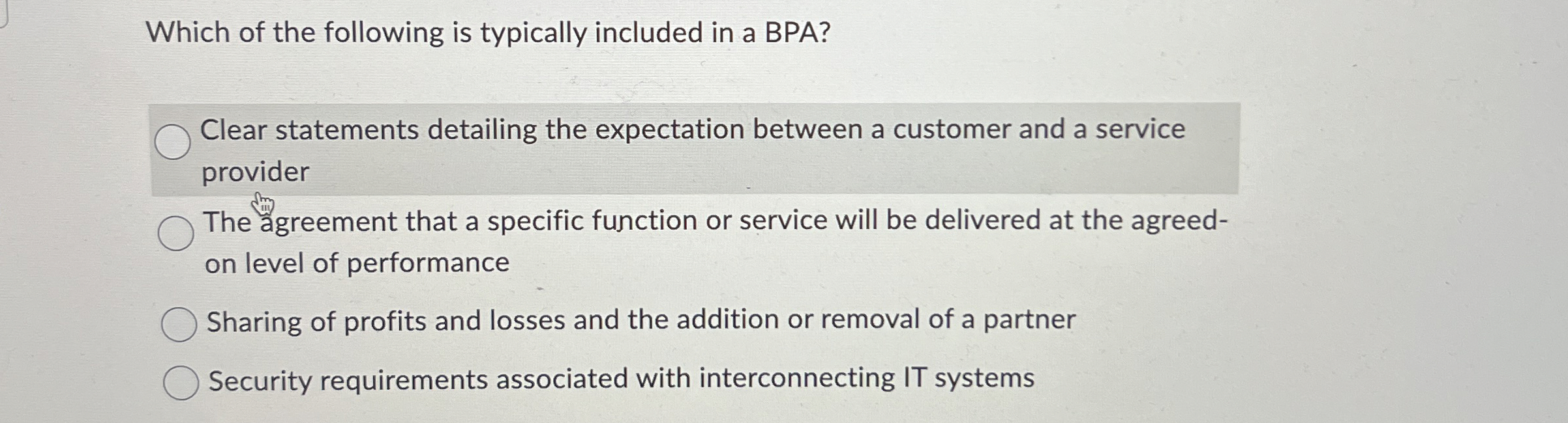 Which of the following is typically included in a