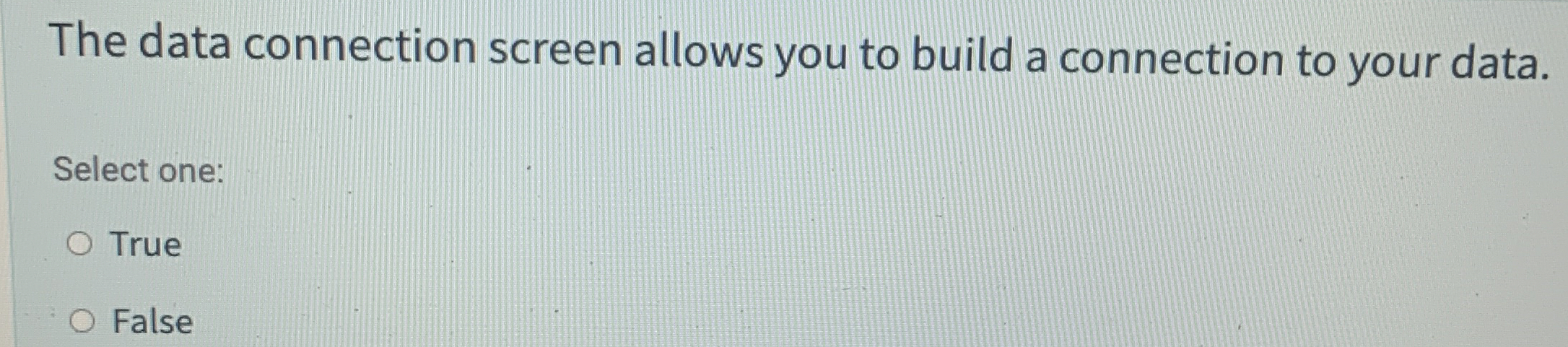 The data connection screen allows you to build a