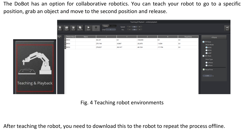 Teaching the robot to pick and place using a