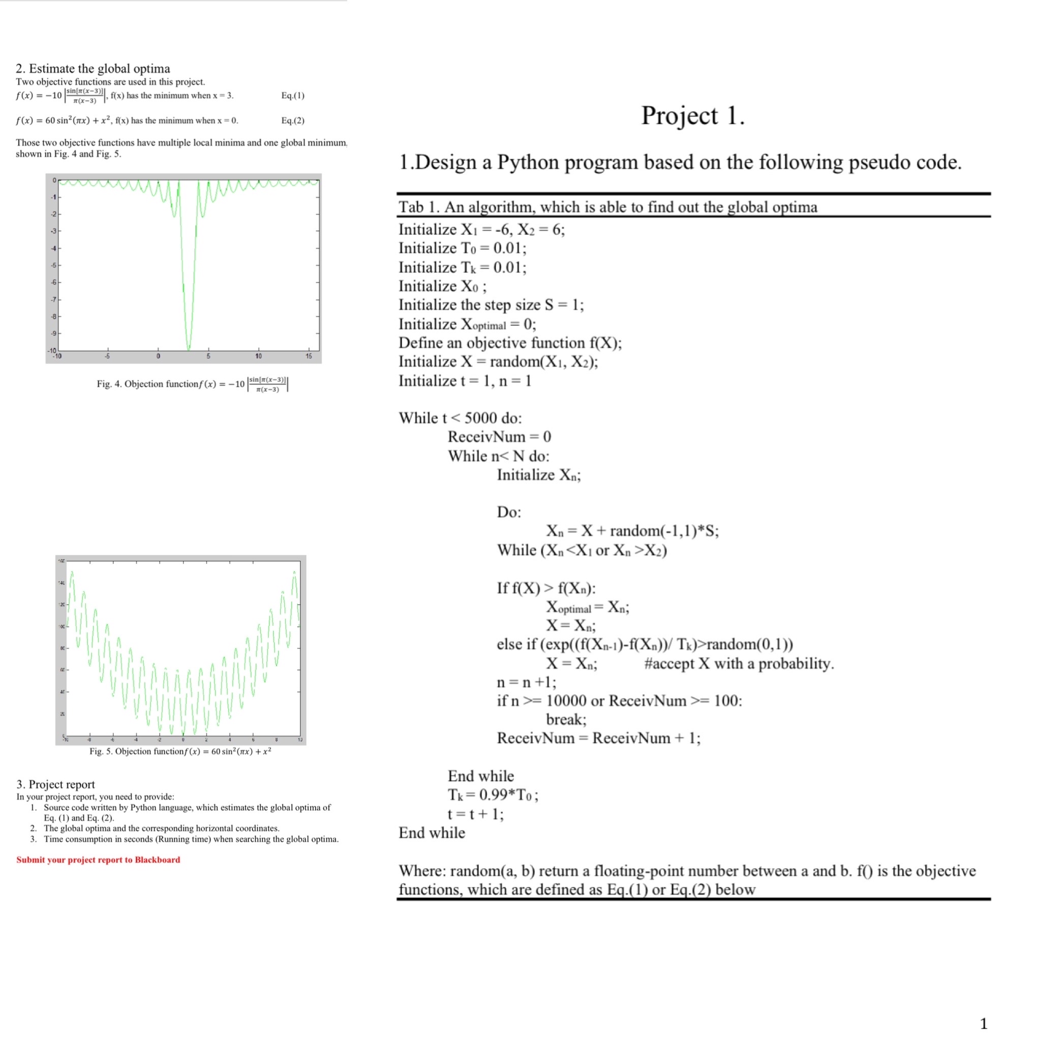Estimate the global optima Two objective
