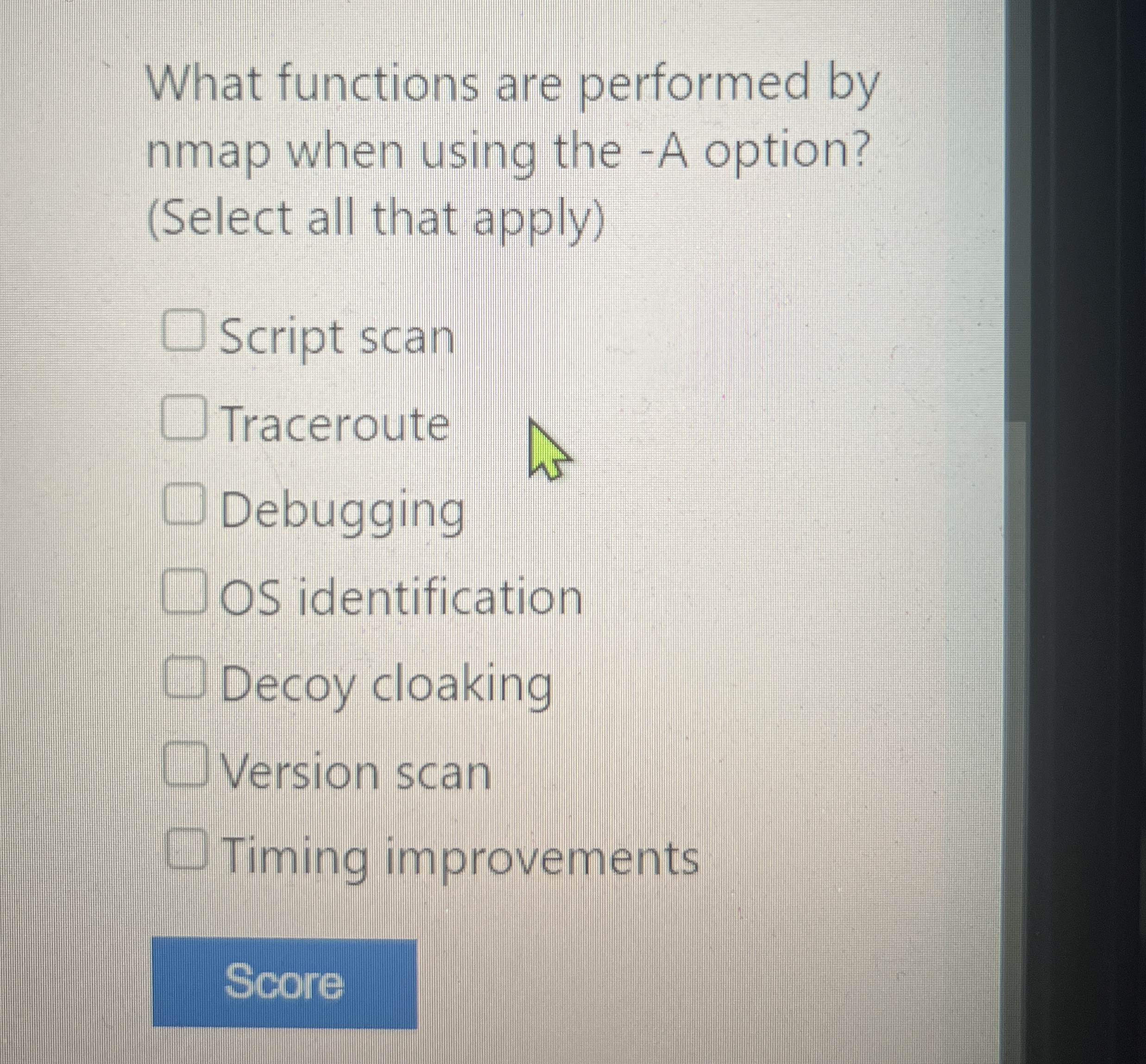 What functions are performed by nmap when using