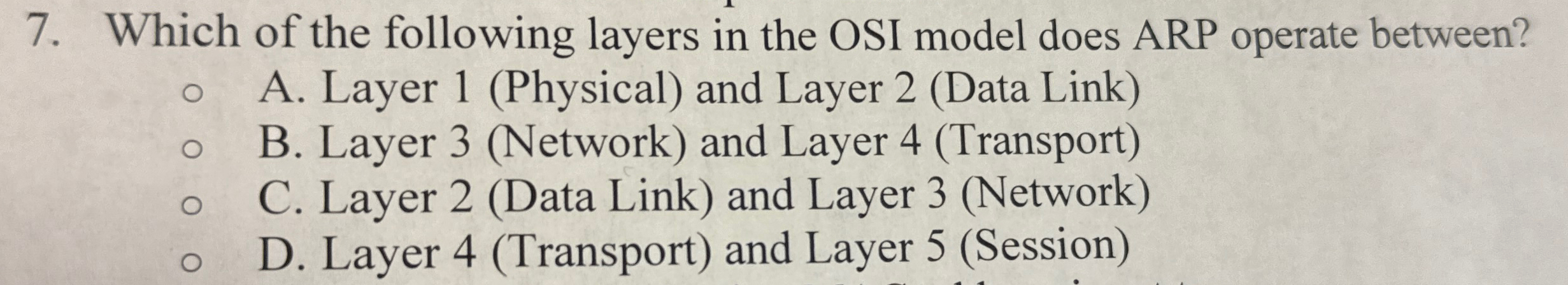 Which of the following layers in the OSI model