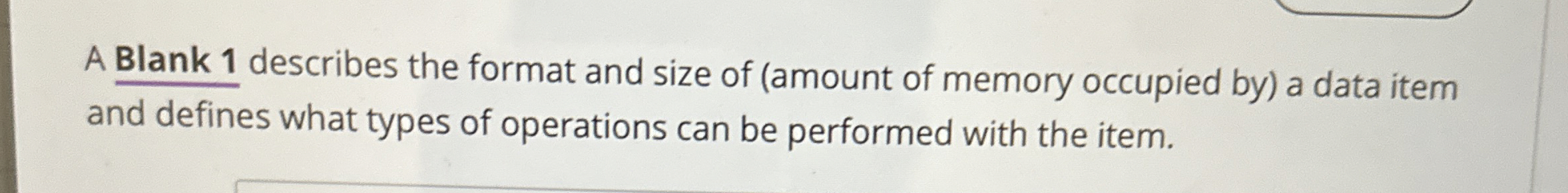 A Blank 1 describes the format and size of (