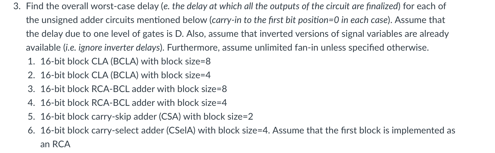 3 . Find the overall worst - case delay ( e . the