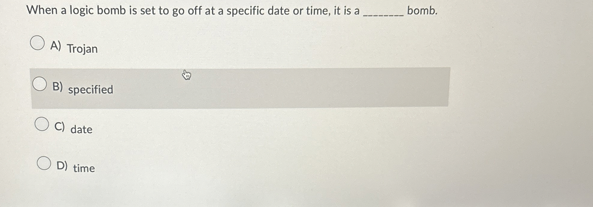 When a logic bomb is set to go off at a specific