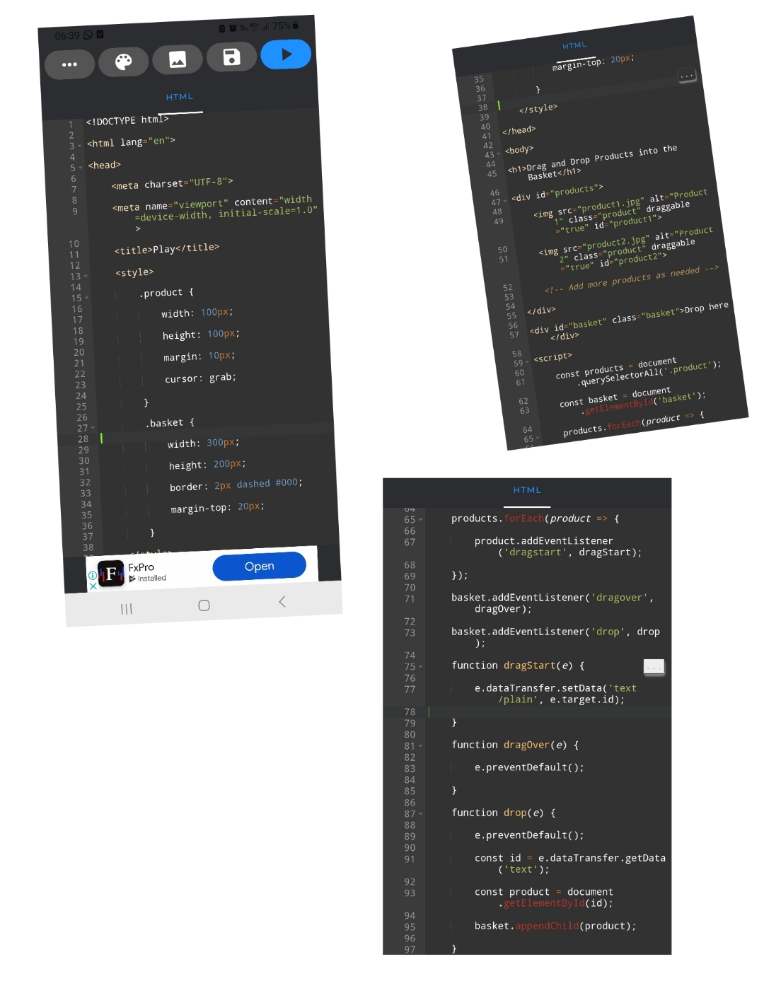The play.html code in the picture only allows me
