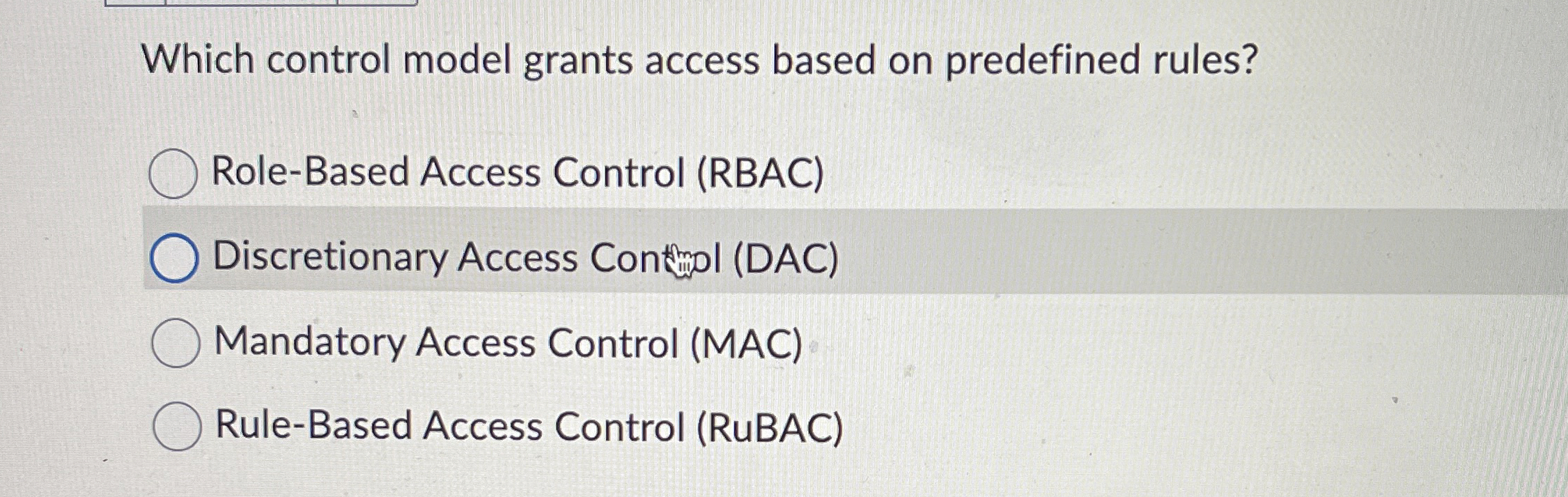 Which control model grants access based on