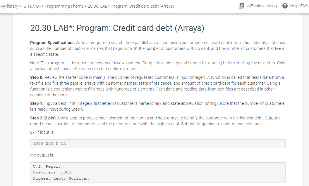 2 0 . 3 0 LAB * : Program: Credit card debt (