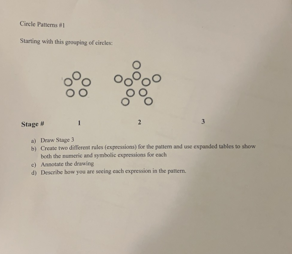 Circle Patterns # 1 Starting with this grouping
