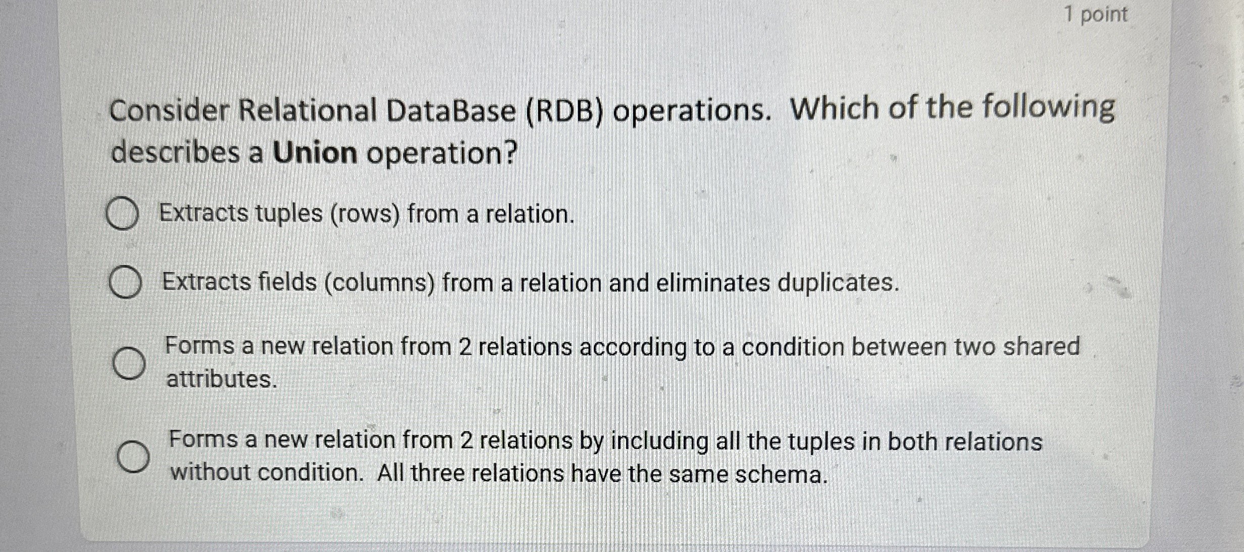 Consider Relational DataBase ( RDB ) operations.