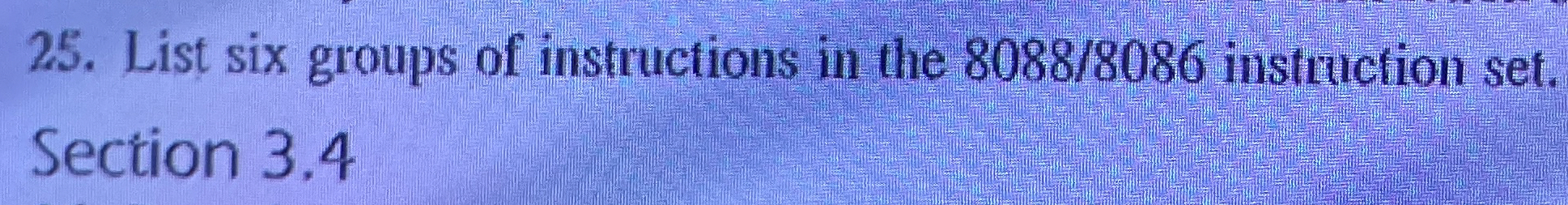 List six groups of instructions in the 8 0 8 8 8