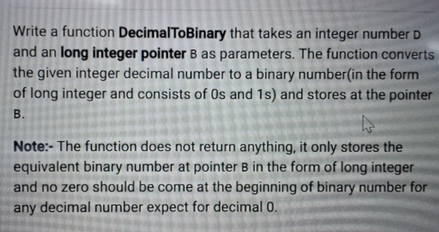 Write a function DecimalToBinary that takes an