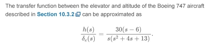 The transfer function between the elevator and