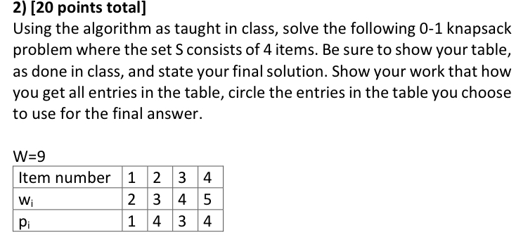 [ 2 0 points total ] Using the algorithm as