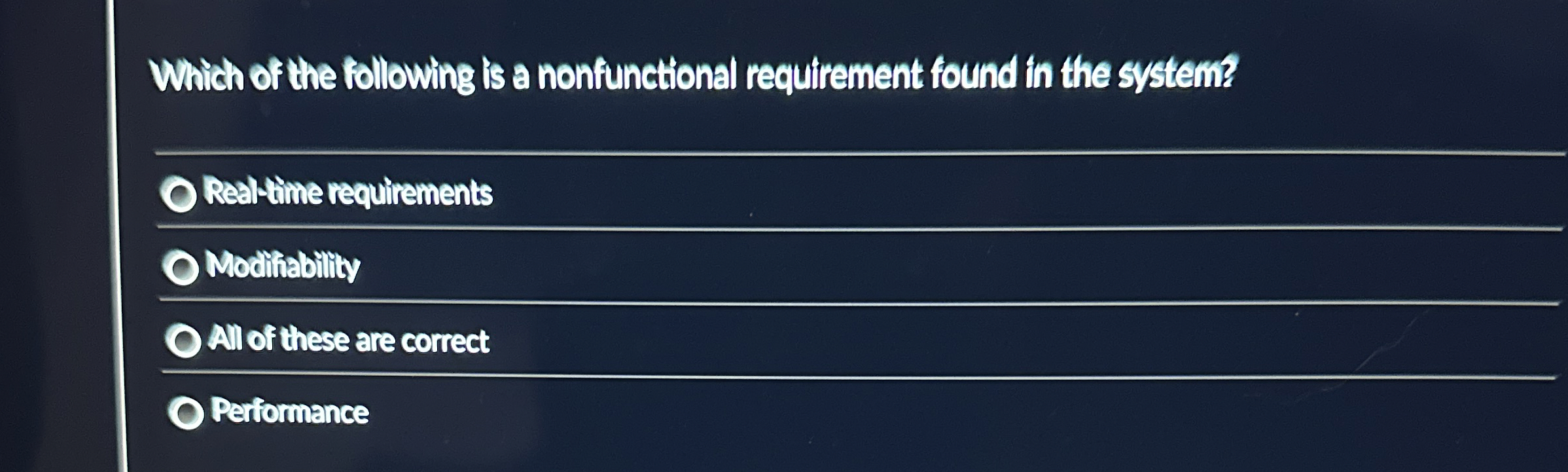 Which of the following is a nonfunctional