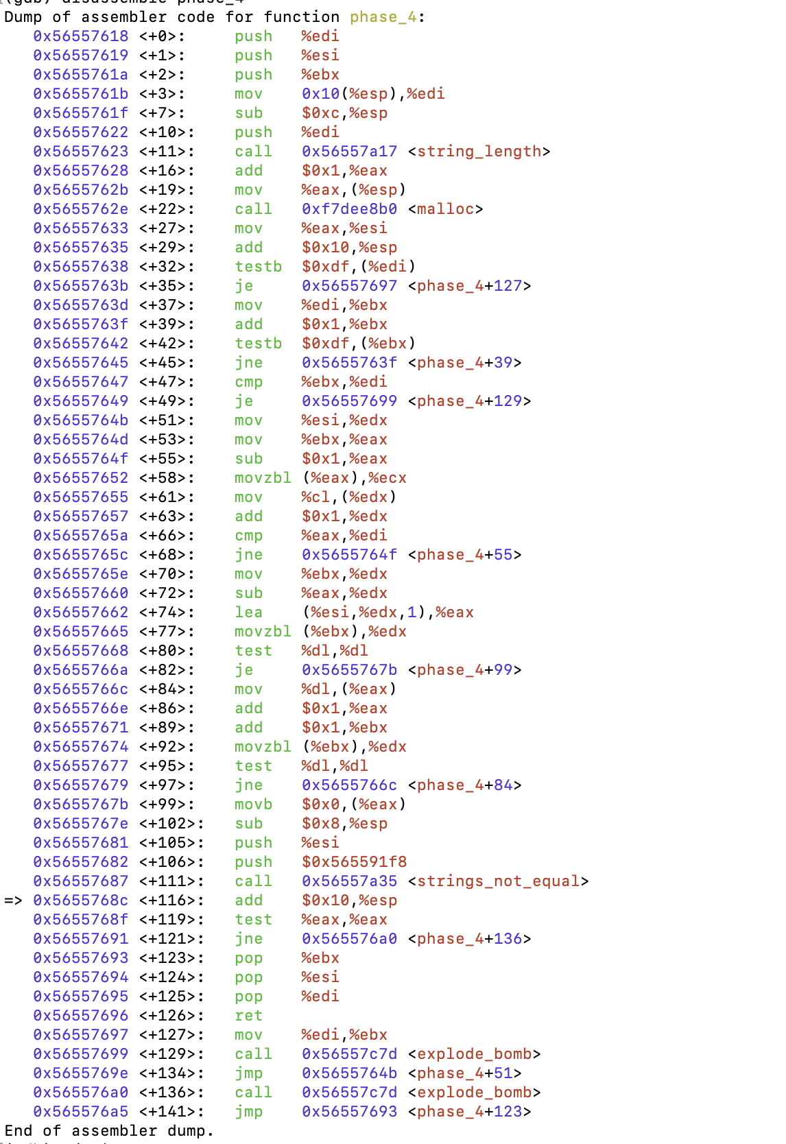Help me defuse phase _ 4 Dump of assembler code