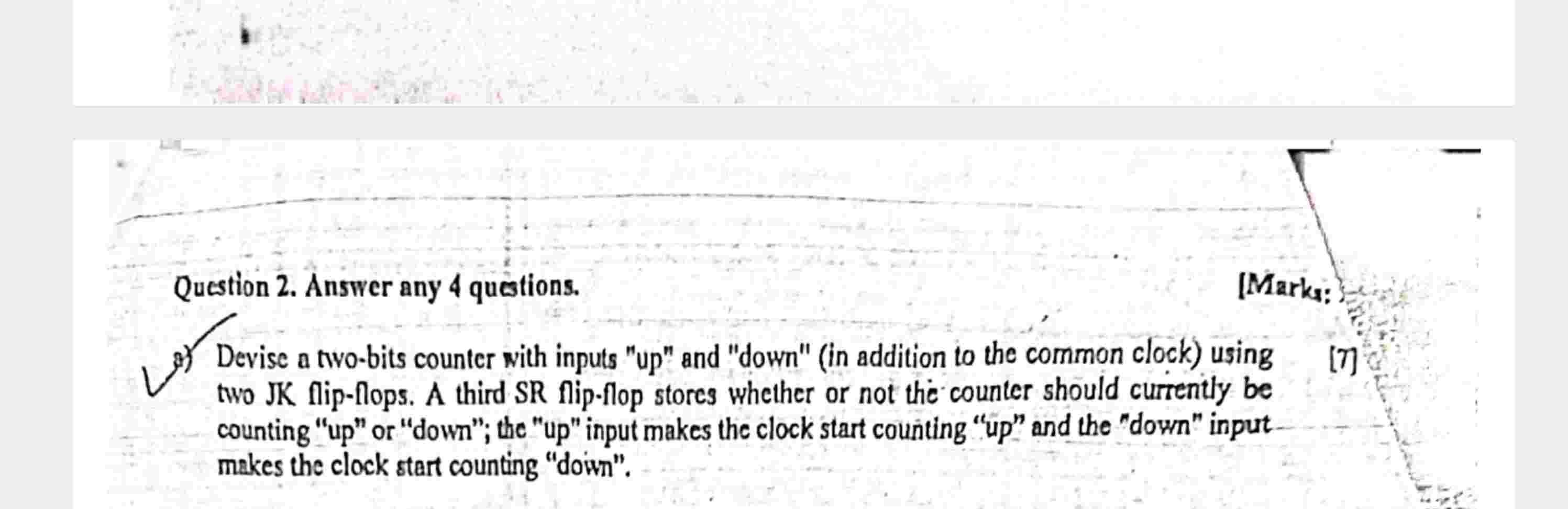 Devise a two - bits counter with inputs " up "