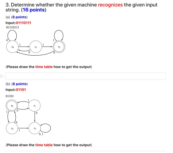 3 . Determine whether the given machine