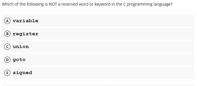 Which of the following is NOT a reserved word or