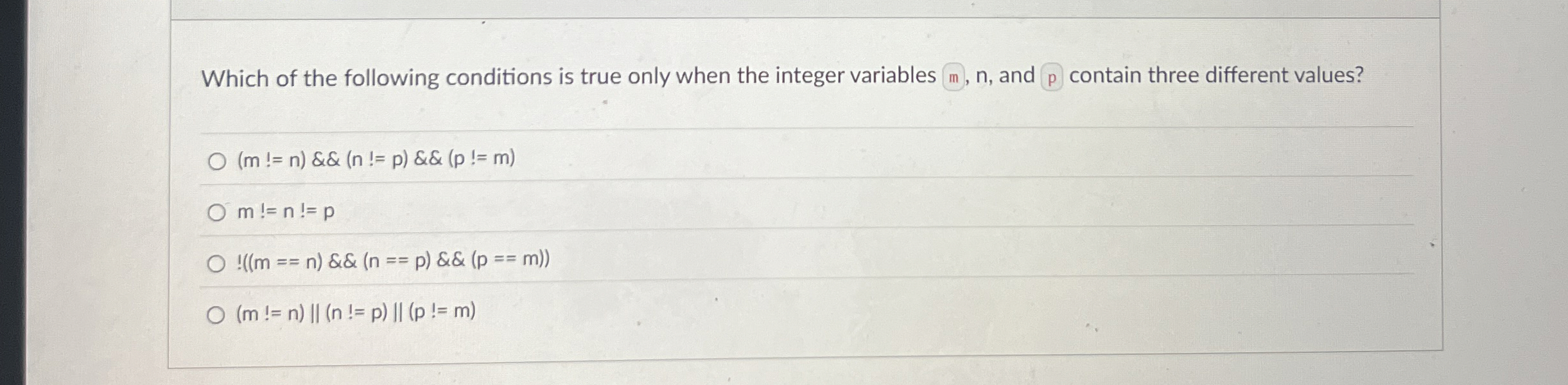 Which of the following conditions is true only