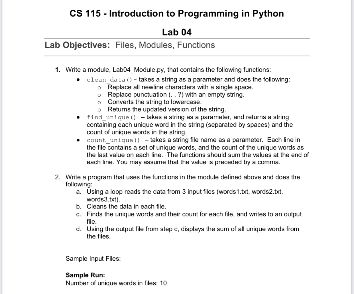 CS 1 1 5 - Introduction to Programming in Python