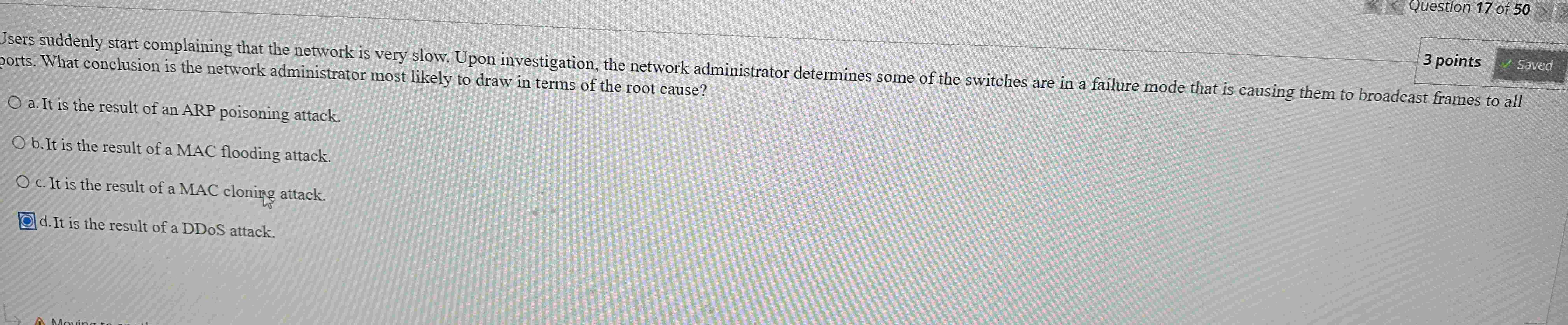 ports. What conclusion is the network