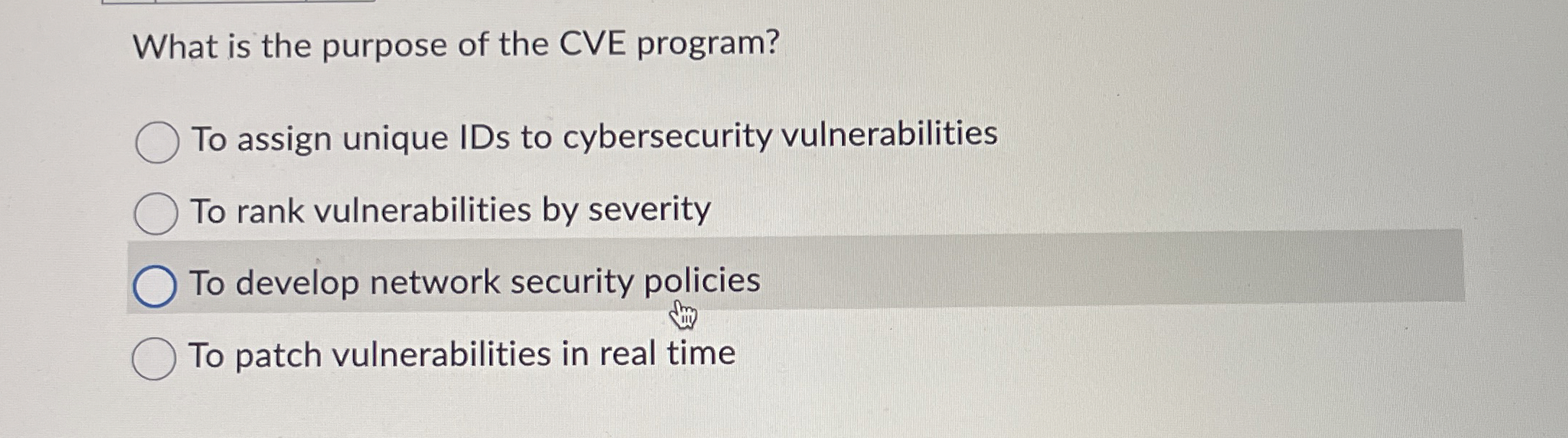 What is the purpose of the CVE program? To assign