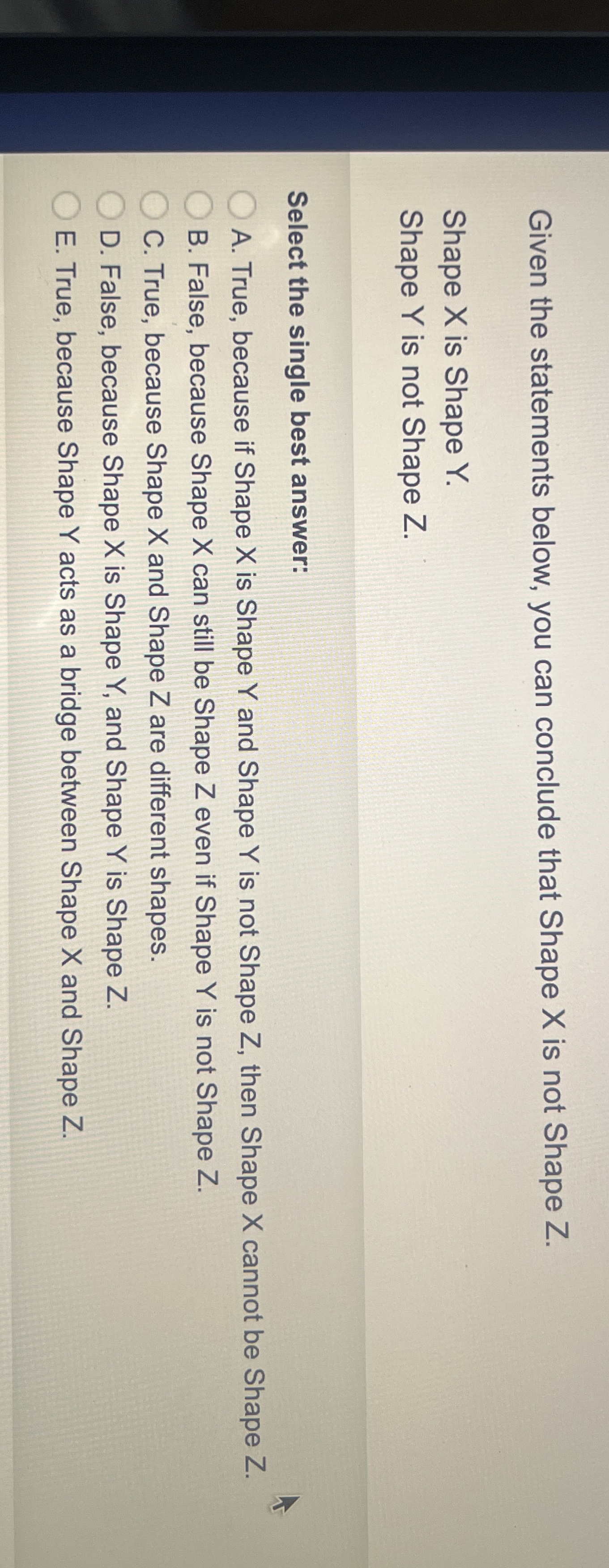 Given the statements below, you can conclude that