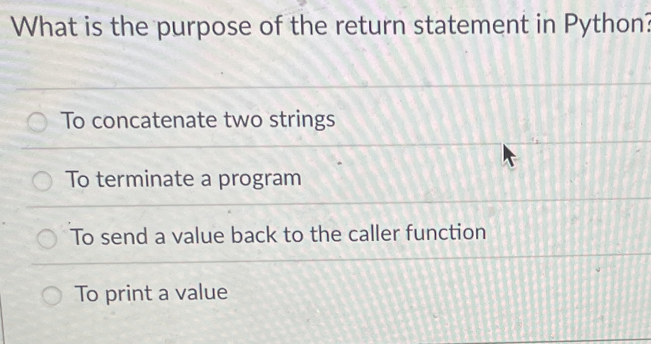 What is the purpose of the return statement in