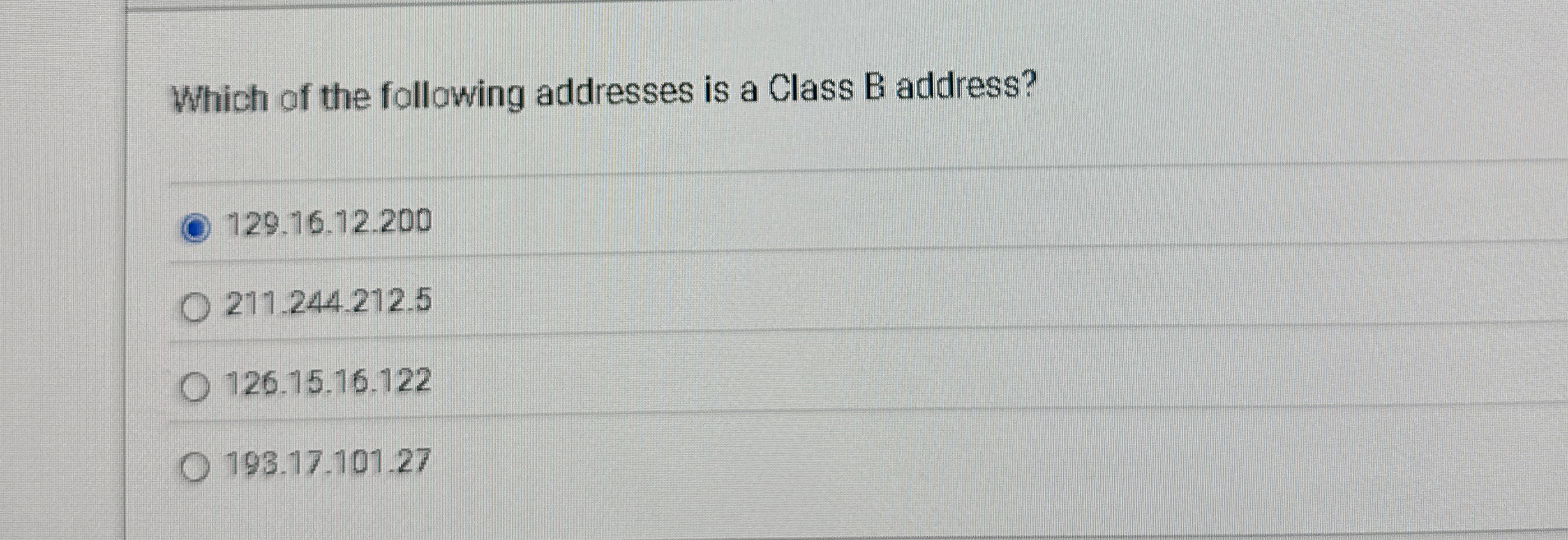 Which of the following addresses is a Class B