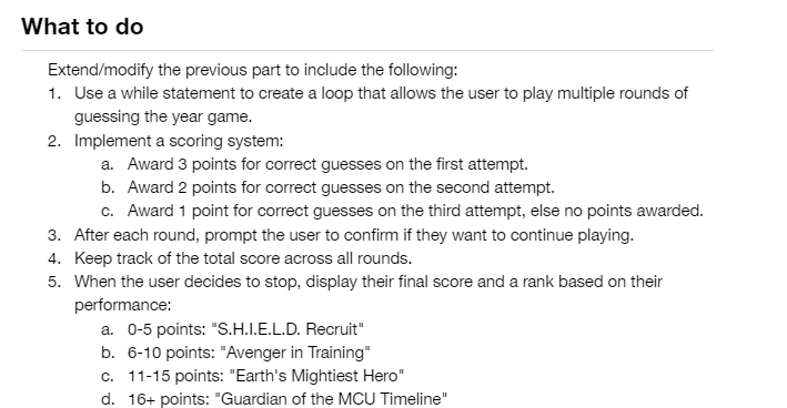 Extend / modify the previous part to include the