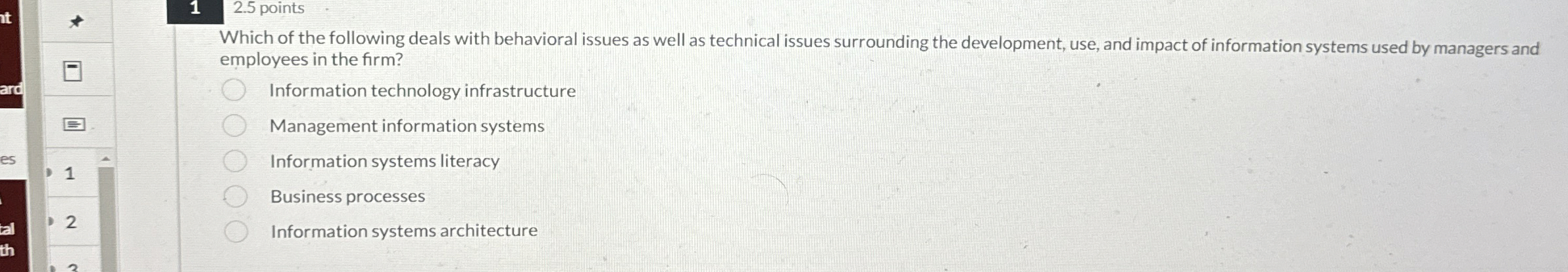 1 2 . 5 points Which of the following deals with