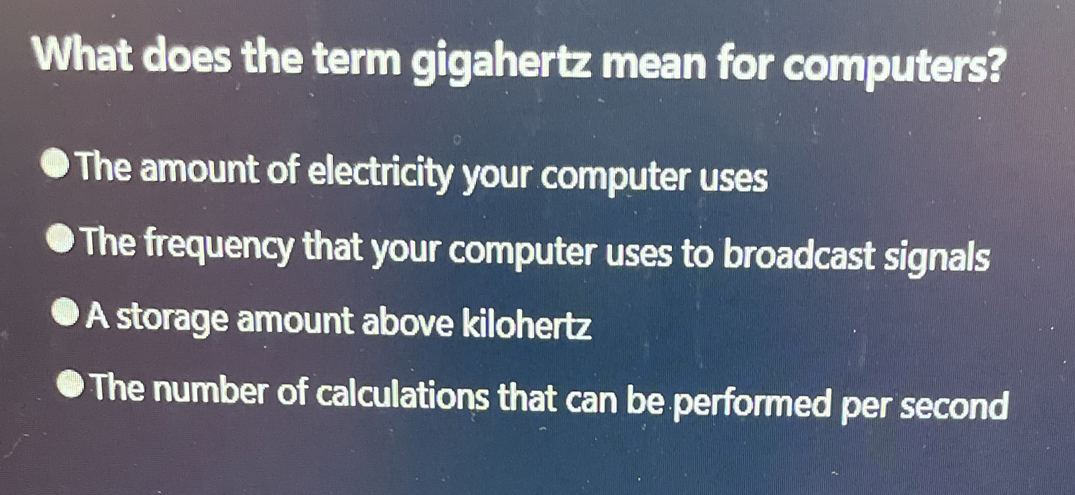 What does the term gigahertz mean for computers?