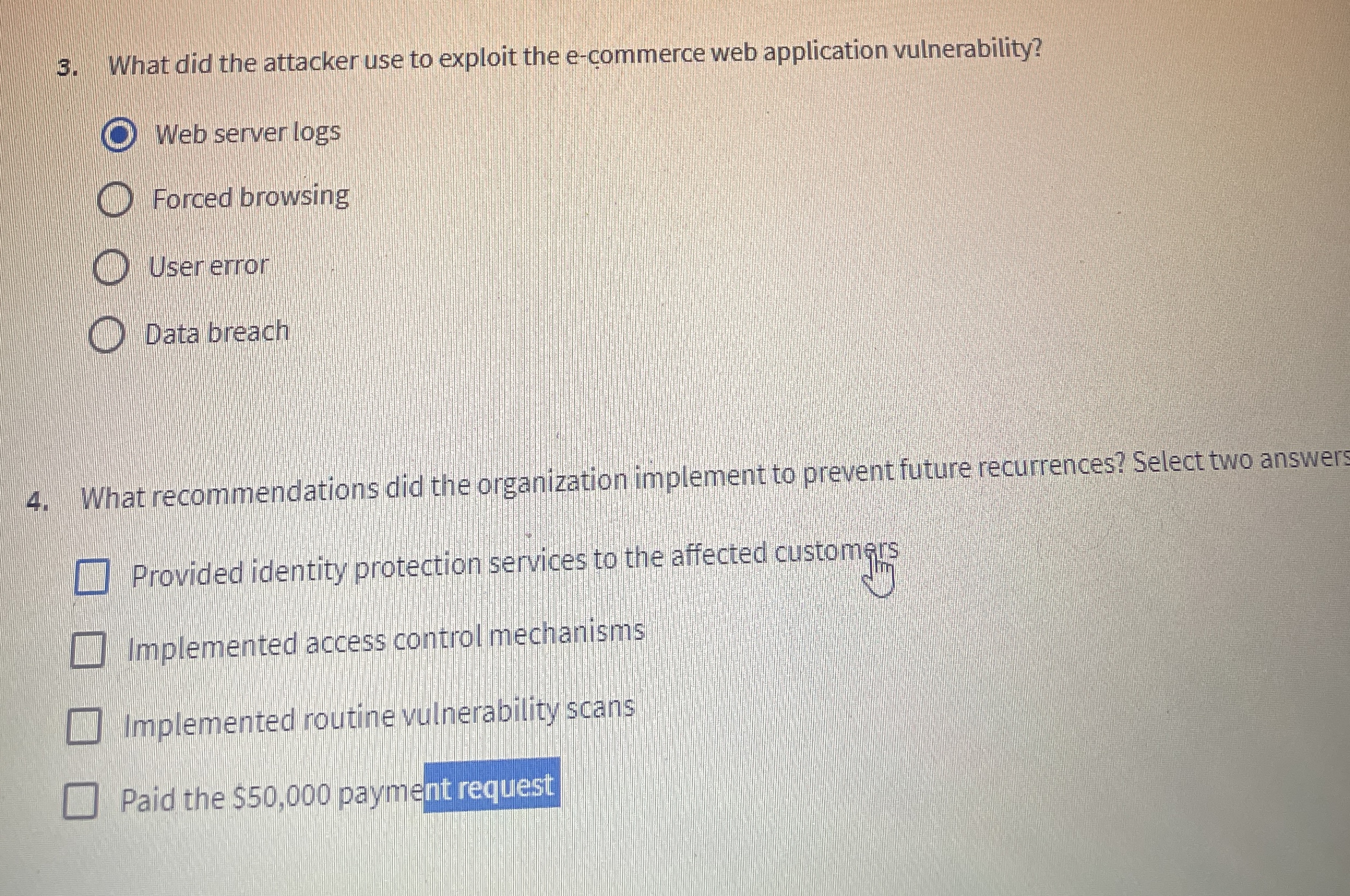 What did the attacker use to exploit the e -