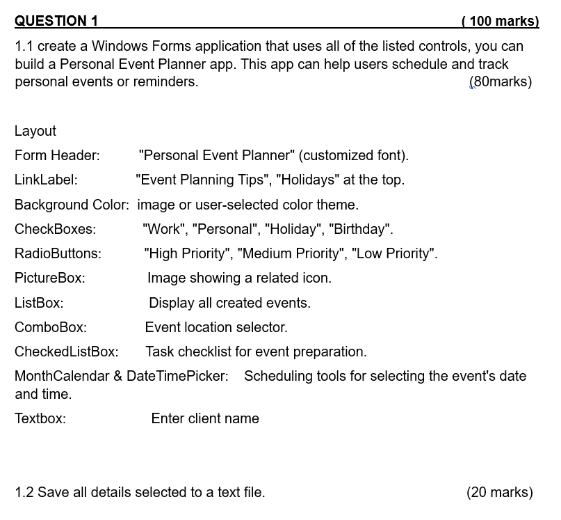 1 . 1 create a Windows Forms application that