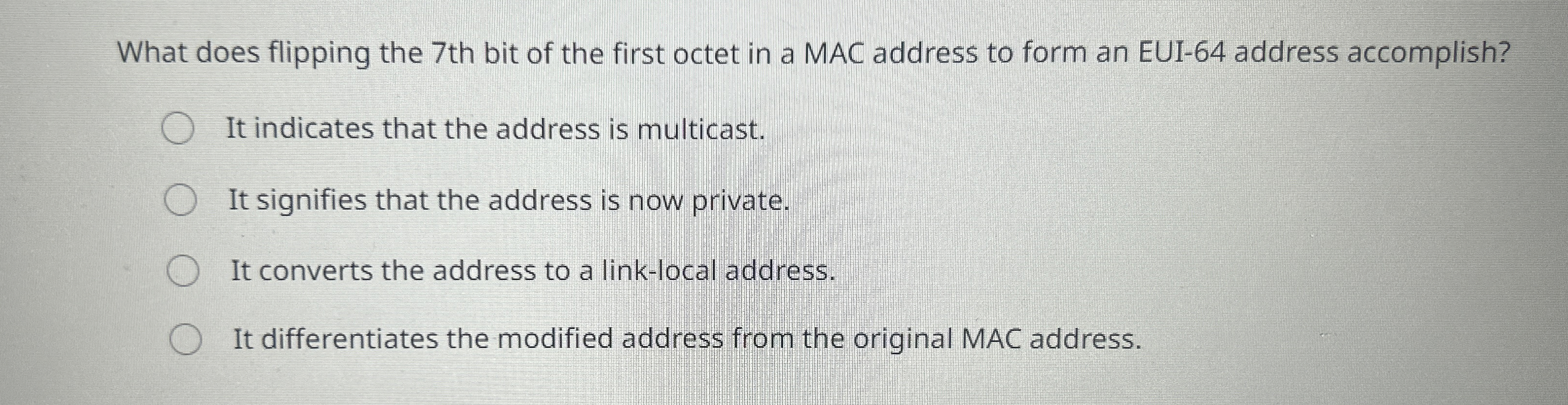 What does flipping the 7 th bit of the first