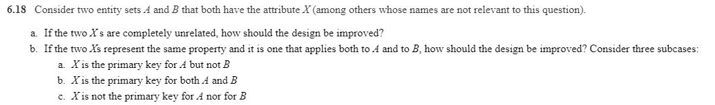 6 . 1 8 Consider two entity sets A and B that