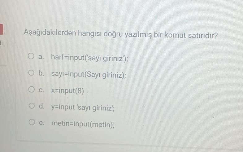 A a dakilerden hangisi do ru yaz lm bir komut sat