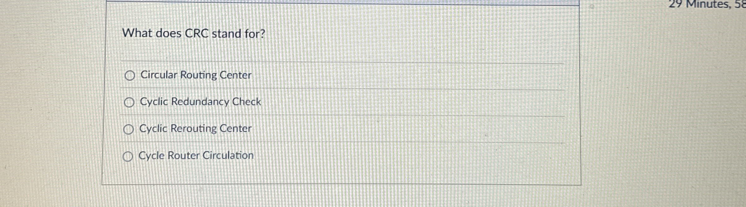 What does CRC stand for? Circular Routing Center