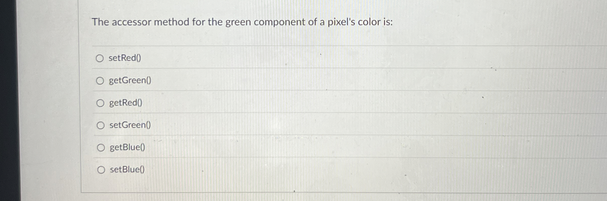 The accessor method for the green component of a