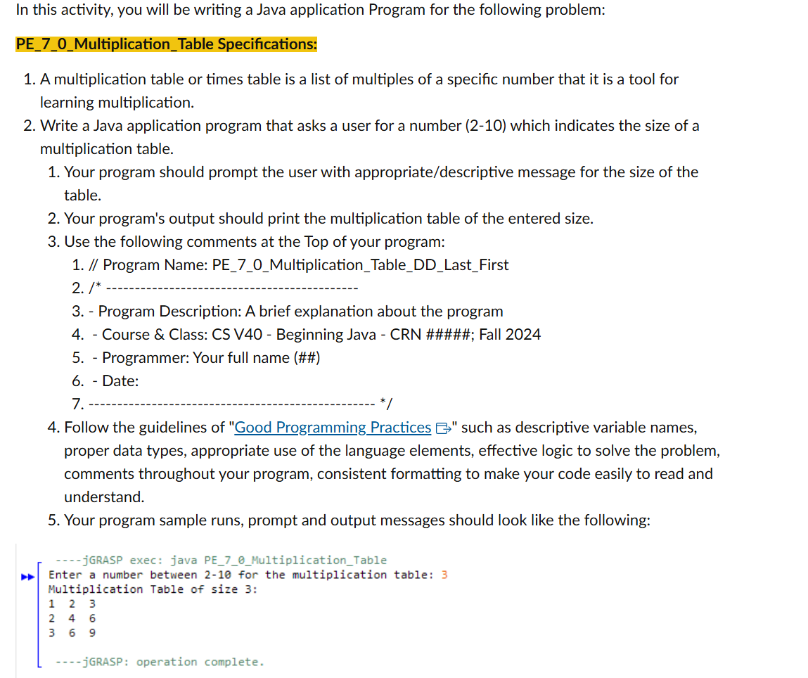 In this activity, you will be writing a Java