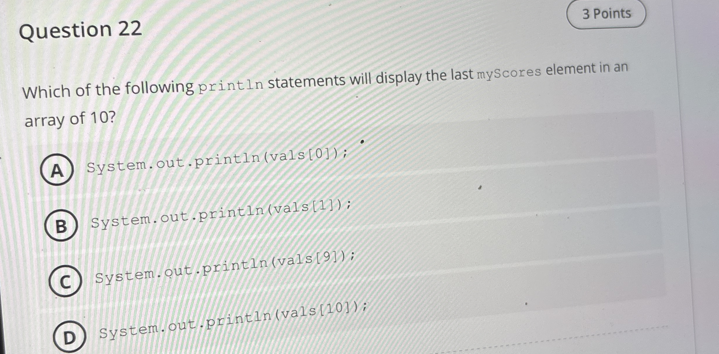 Question 2 2 Which of the following print In