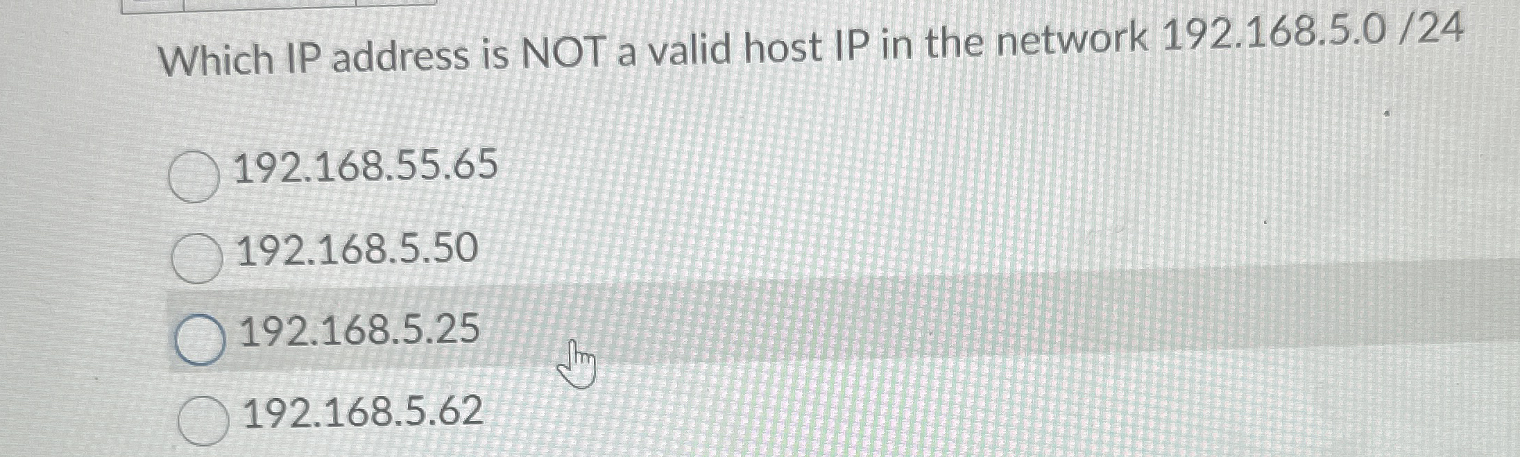Which IP address is NOT a valid host IP in the