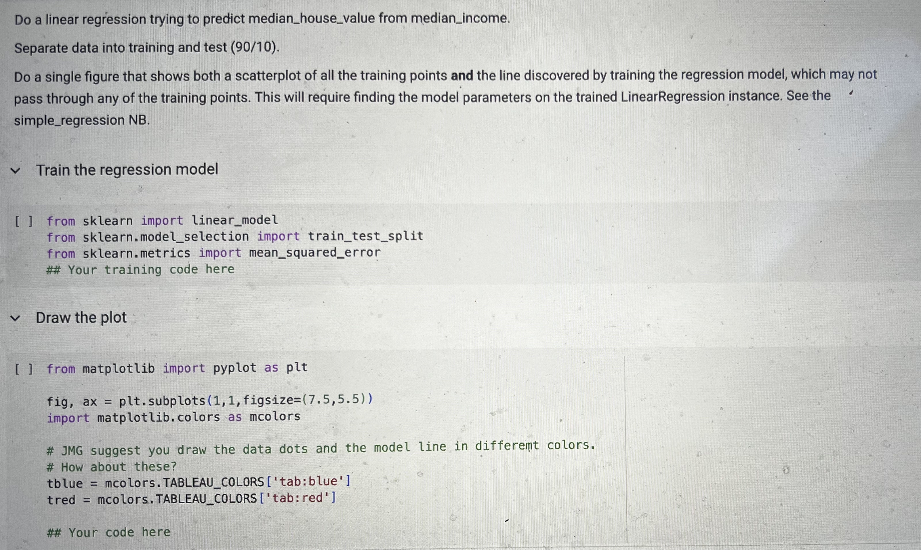 Do a linear regression trying to predict median _