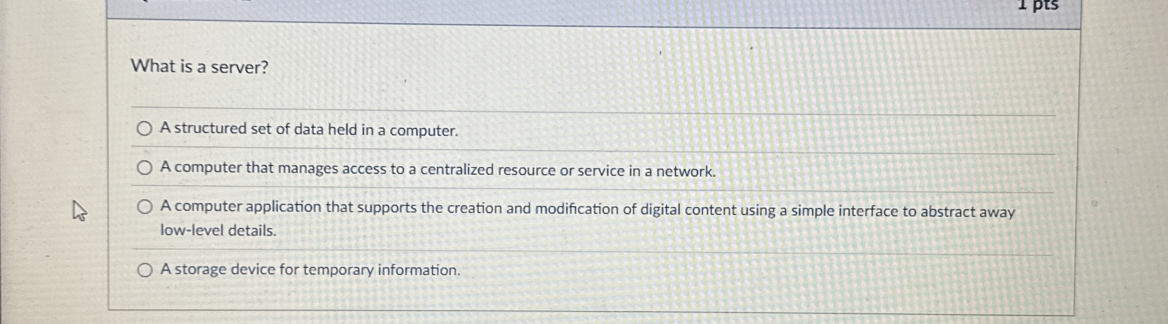 What is a server? A structured set of data held